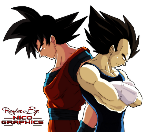 goku and vegeta render by nico graphics by bynicographics-d8fw78x